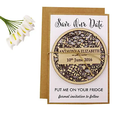 $87.99 • Buy Rustic Wedding Save The Date Wooden Magnet Engraved Wooden Magnet-MG88