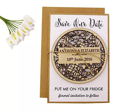 Rustic Wedding Save The Date Wooden Magnet Engraved Wooden Magnet-MG88 • $87.99