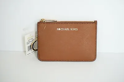 Michael Kors Jet Set Travel Coinpouch Id Holder Leather Wallet Brown Luggage • $39.80