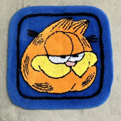 Vintage GARFIELD Hand Crocheted Cat Rug Bath Mat Wall Decor 21” Square • $39.85