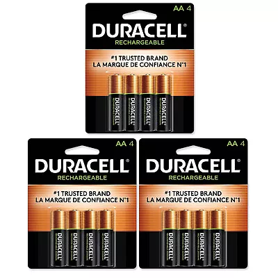 12 Duracell AA Rechargeable NiMH Batteries (2500 MAh DX1500) • $46.57