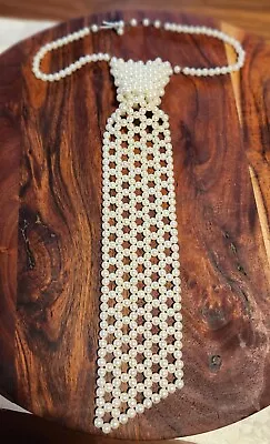 Faux Pearl Necklace Necktie Vintage 1960's • $20