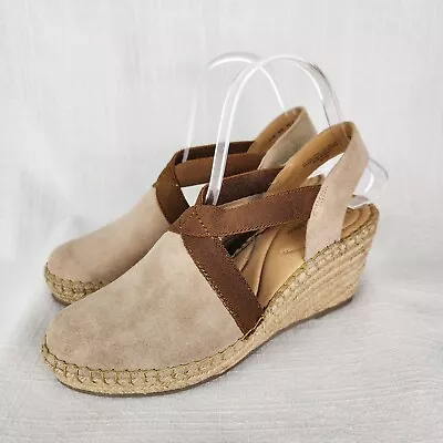 Born 8 M Meade Espadrille Wedge Comfort Slingback Sandals Leather Style #F63702 • $29.95