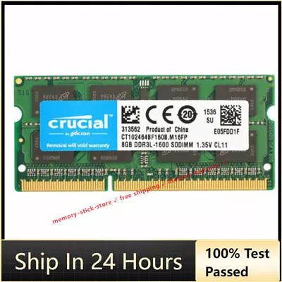 Crucial DDR3 DDR3L 4GB 8GB 1.5V 1.35V SO-DIMM RAM Memory For Laptop Notebook • $10.11