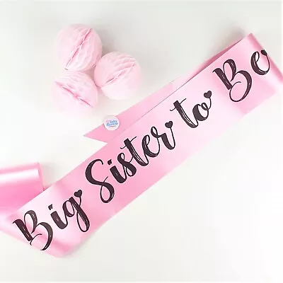 BABY SHOWER SASH- NEW Mummy Nanny Aunty Grandma Big Sister To Be Pink Girl • £3.99