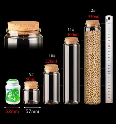 20ml~1000ml Cork Stopper Glass Vial Jars Container Bottle Kitchen Food Storage • $14.58