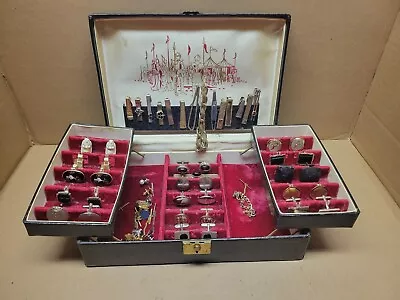 42 CUFFLINK TIE BAR CLIP TACK LOT Matching Pairs + BOX CASE • $70