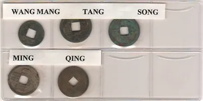 China 5 Dynasties Genuine Bronze Chinese Cash Coins Square Hole   221 BC COA! • $64.38
