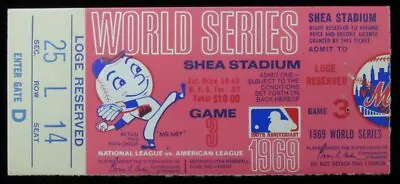 1969 World Series Game 3 Ticket Stub Mets 5 Vs Orioles 0 Nolan Ryan Save 189184 • $389