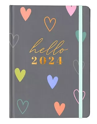 A5 2024 Diary Page A Day Hard Case Cover Business Planner - Hearts • £4.99