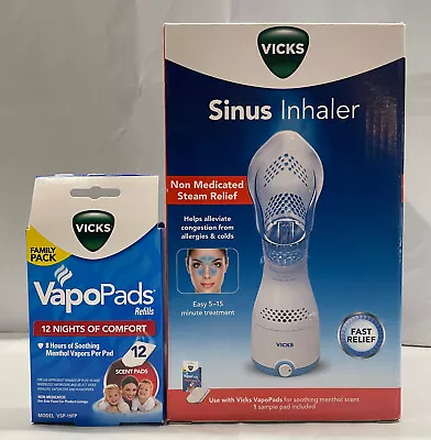 Vicks Sinus Inhaler Non-Medicated Steam Relief + Box Of 12 Menthol VapoPads NIB • $34.99