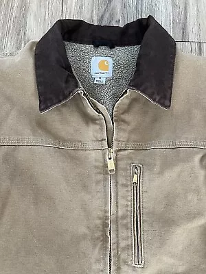 Carhartt Sherpa Lined Brown 14806 Ridge Coat Large Jacket C61 FRB Size XL • $75