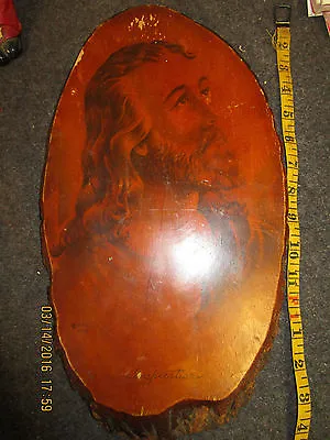 Live Edge Tree Plaque Painting JESUS By McConnell Underground Forest Frederic MI • $26.45