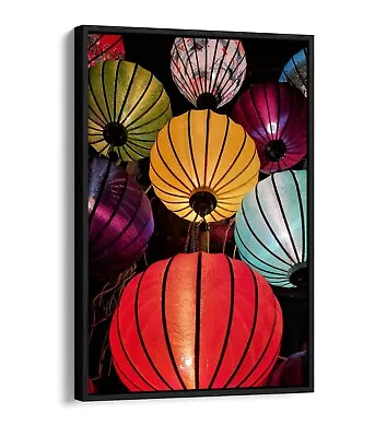 £49.99 • Buy Chinese Lanterns Float Effect Canvas Wall Art Pic Print Graffiti- Red