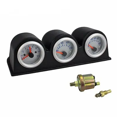 2'' 52mm Car Triple Gauge Kit 3in1 Tachometer RPM Water Temp Oil Pressure Gauge • $38.62