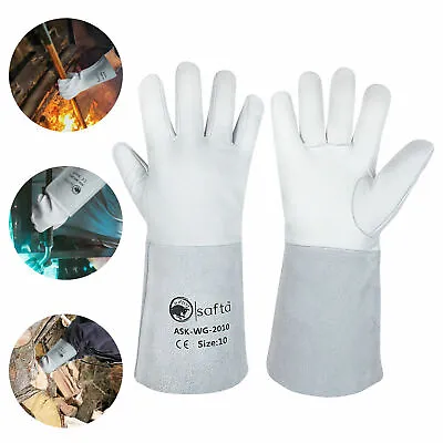 £5.99 • Buy Welding Gloves Welders Work Hand Safety Leather Heat Resistant Oven BBQ MIG TIG