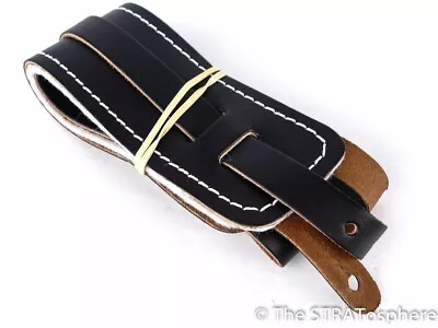 USA Fender Vintage RI Leather GUITAR STRAP Black Johnny Marr Jaguar! • $14.99