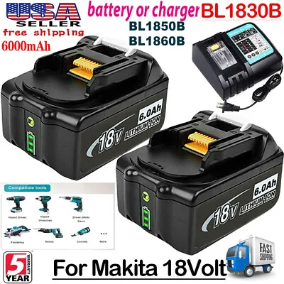 18V For Makita 6.0Ah Battery / Charger BL1860B BL1890B BL1830 BL1850B BL1840 6Ah • $68.89