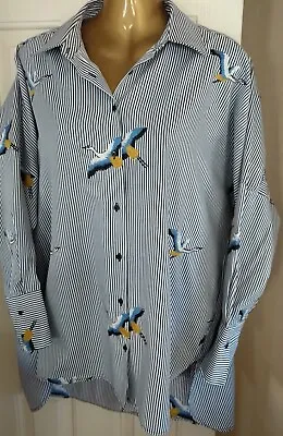£8 • Buy Zara Oversized Tropical Bird Print Button Up Shirt Blouse Top