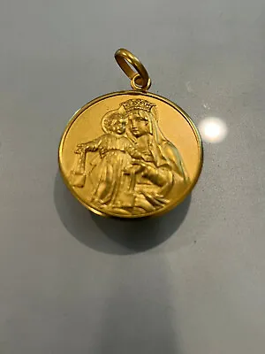 18K .750 YELLOW GOLD MADONNA And CHILD 32 Mm Round Weight 14g ITALY AR • $1750