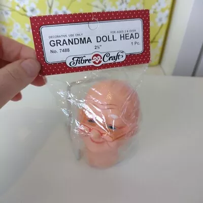 Vintage Fibre Craft Vinyl Grandma Granny Doll Head Doll Making New & Sealed • £12.99