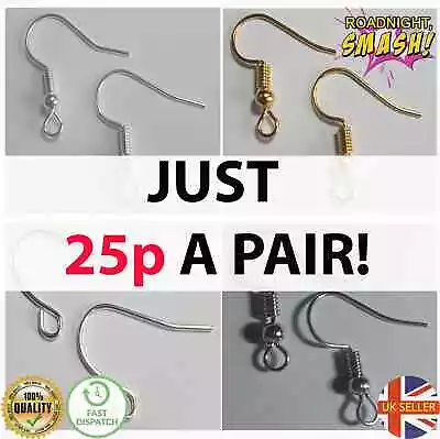 10 Pairs Surgical Steel Hypo-Allergenic Earring Findings Fish Hook French 15mm • £2.49