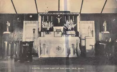 ERIE Michigan Postcard Monroe County Camp Lady Of The Lake Chapel Interior • $7.99