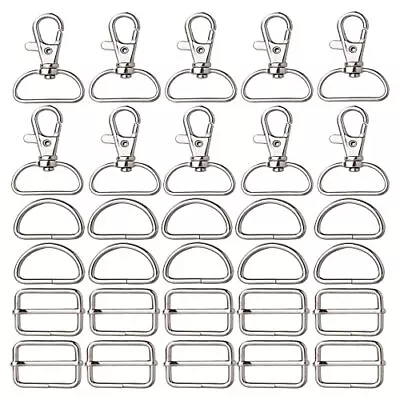 HEXJOZEI 60 PCS Set Of Rotary Spring Hook D-ring And Sliding Buckle Triangle... • $12.27