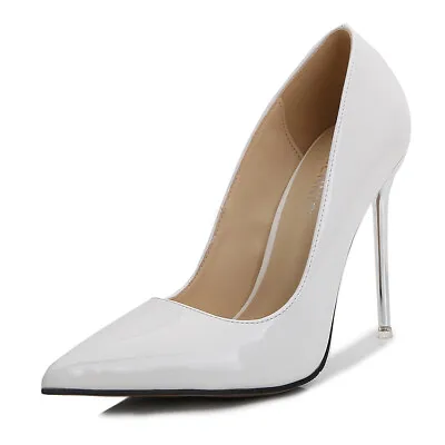 Metal Heels Men's High Crossdresser Pumps Drag Queen Patent Leather Large Shoes • £30.55