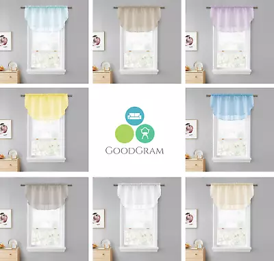$12.99 • Buy Crystal Sheer Double Layered Rod Pocket Ascot Window Valances - Assorted Colors