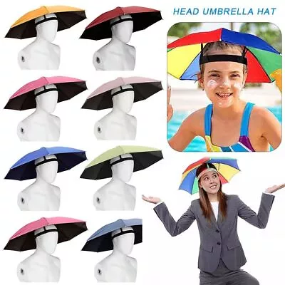 Elastic Band Head Umbrella Hat Windproof Head Hats Portable Umbrella • £4.88