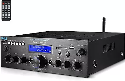 Pyle Compact Bluetooth Stereo Amplifier - 200 Watt Desktop Audio Power Amp • $52.99