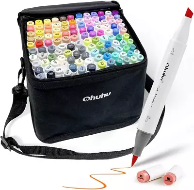 Ohuhu Brush Markers 120-Color Double Tipped Art Marker Set Brush & Chisel Alc • $241.95