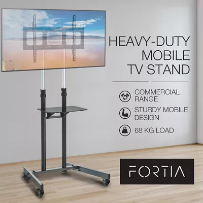 FORTIA TV Stand Mobile Mount 37-70 Inch Tall Universal Rolling Trolley Black 65  • $152