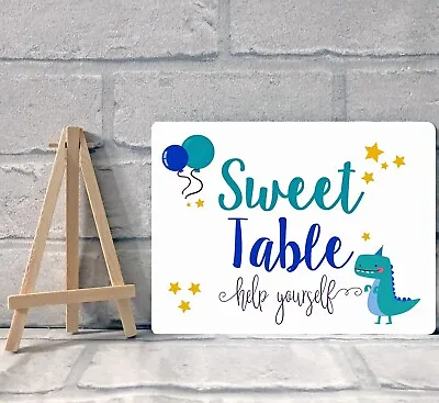 £8.95 • Buy A5 Sweet Table Candy Stall Buffet Jar Sign Children's Birthday Party - Dinosaur 