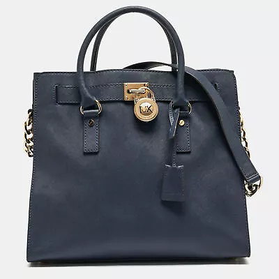 MICHAEL Michael Kors Navy Blue Leather Large Hamilton North South Tote • $179.55