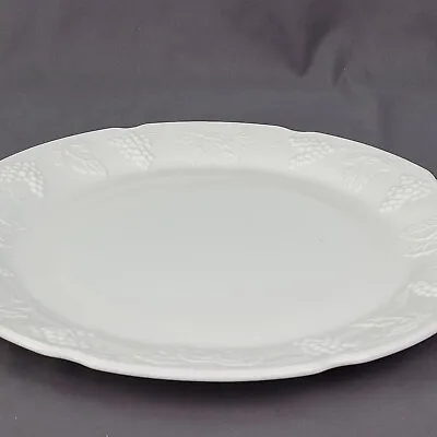 White Milk Glass Round Serving Platter 14  Grape & Leaf • $24