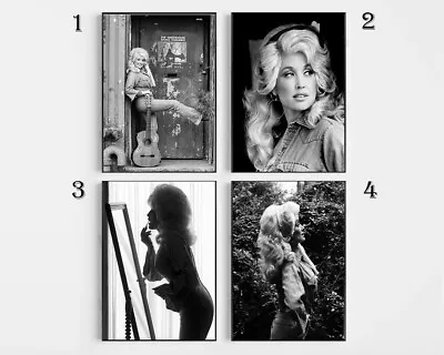 Dolly Parton Playing Acoustic Guitar Black & White Vintage Retro  Poster Unframe • $13.99