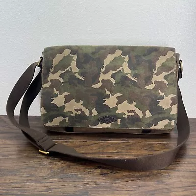 Fossil Mens Bag Laptop Business Travel Aiden Canvas Suede Camo Camoflauge Bag  • $29.93