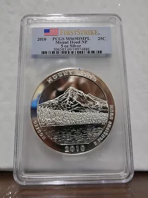 2010 Pcgs Ms69 Dmpl Fs Mount Hood Atb 5 Oz .999 Beautiful Silver Coin • $329.95