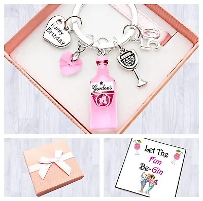 £4.99 • Buy 18th. 21st. 30th Birthday Gift. Pink Gin. Lets Party. Charm Keyring.box & Card
