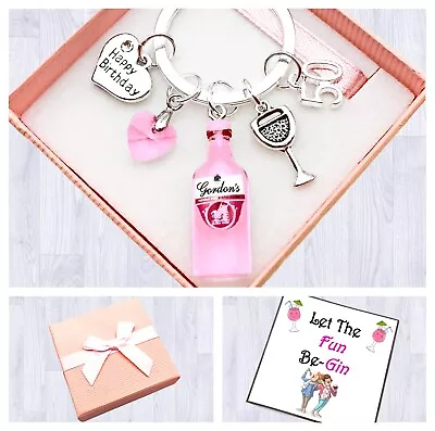 £4.99 • Buy 60th. 70th. 80th Birthday Gift. Pink Gin. Lets Party. Charm Keyring.box & Card