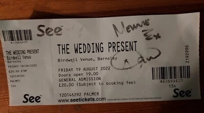 £6.99 • Buy Signed Concert Ticket David Gedge Wedding Present And Melanie. 