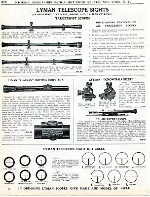 1941 Print Ad Of Lyman Telescope Rifle Scope Targetspot & Alaskan Known-Ranger • $9.99