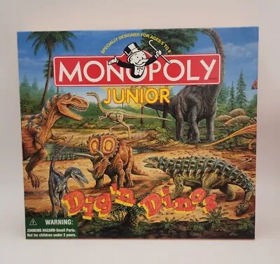 VTG Monopoly Junior Dig'n Dinos Game By Parker Brothers 1998 Complete Dinosaurs  • $30