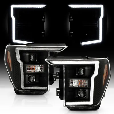 Black Factory Style LED DRL Halogen Projector Headlights For 2021-2024 Ford F150 • $376.99