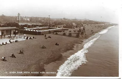 Beach From South Parade Pier - SOUTHSEA - Portsmouth - Hampshire 1933 Postcard • £5.50