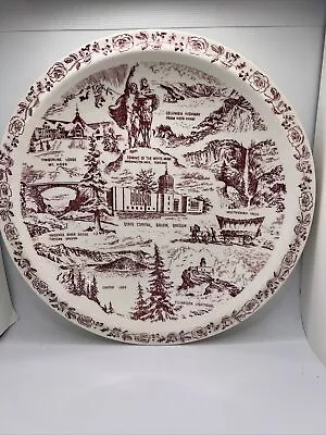 Vintage OREGON (Artist: Klein) Maroon Collector's Plate Vernon Kilns California • $23.99