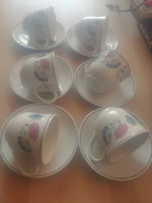 £9.99 • Buy 6 X BHS Priory Tea Cups & Saucers Ceramic Tableware