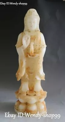 14  Natural Old Jade Stand Vase Kwan-yin Guan Quan Yin Goddess Lotus Statue • $299